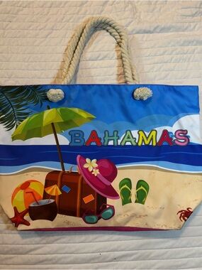 Bahamas Beach Tote Bag - Colorful Beach Print